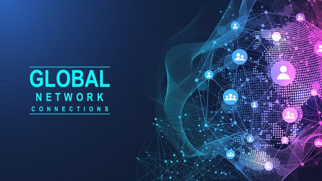 global network connection concept big data visualization