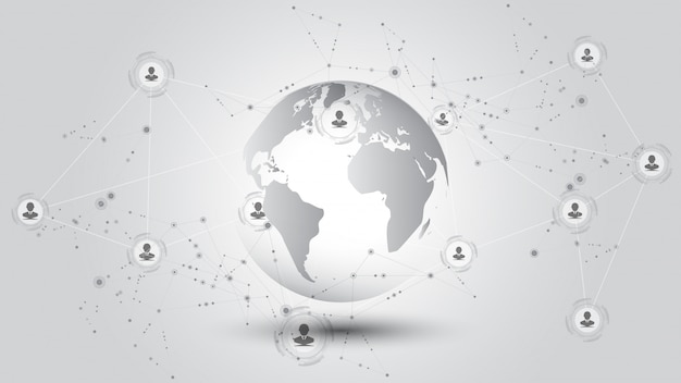 global network connection world map abstract technology background