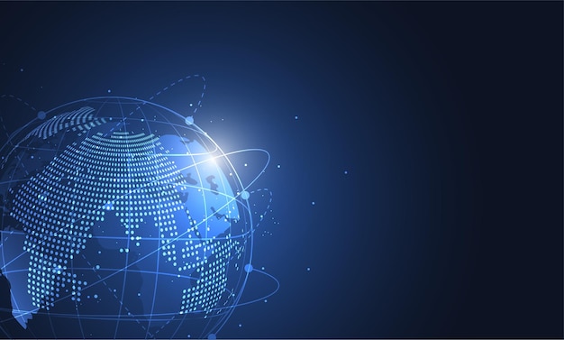 Global network connection World map point and line composition concept of global business Vector Illustration
