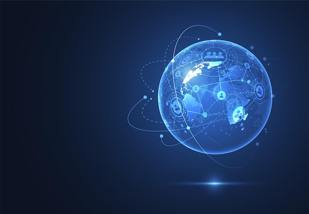Global network connection World map point and line composition concept of global business Vector Illustration