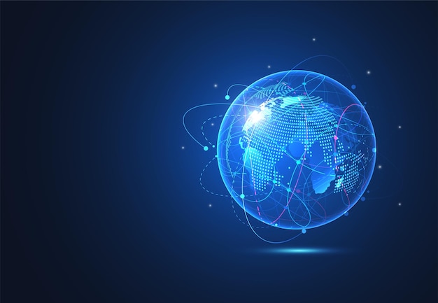 Global network connection World map point and line composition concept of global business Vector Illustration