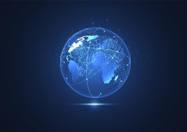 global network connection world map point and line composition concept of global business vector illustration