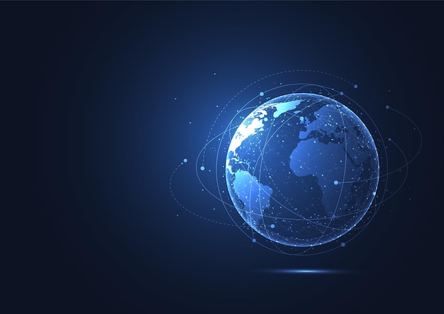 Global network connection World map point and line composition concept of global business Vector Illustration
