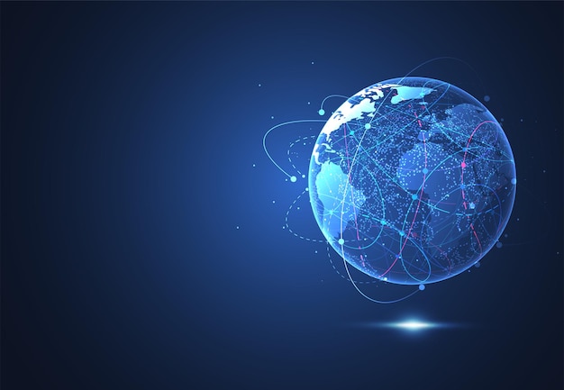 Global network connection World map point and line composition concept of global business Vector Illustration