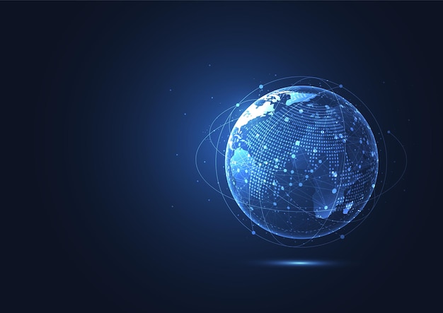 Global network connection World map point and line composition concept of global business Vector Illustration