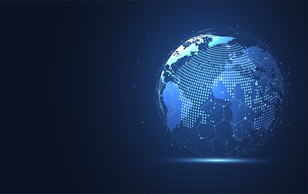 global network connection world map point and line composition concept of global business