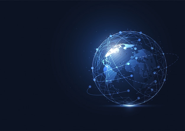 global network connection. world map point and line composition concept