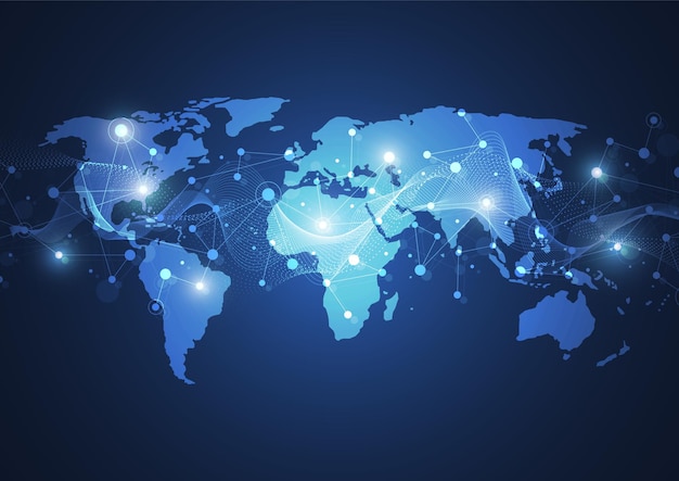 global network connection world map point and line composition concept