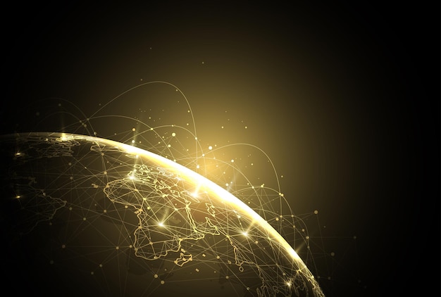 Global network connection World map point and line composition concept