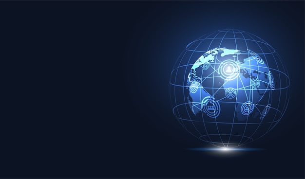 global network connection. world map point