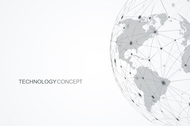 Global network connections with points and lines. Internet connection background. Abstract connection structure. Polygonal space background.
