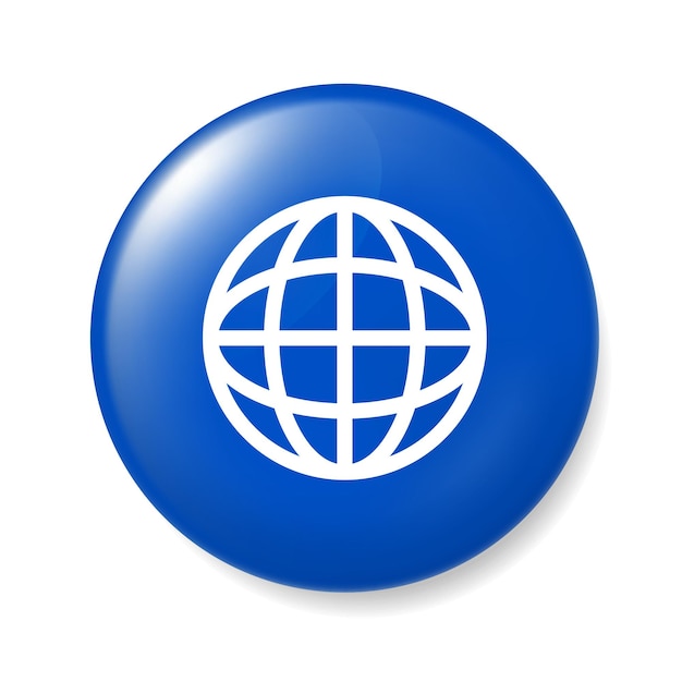 glossy blue globe internet logo icon on white background