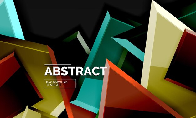 Glossy mosaic style geometric shapes squares and triangles on black