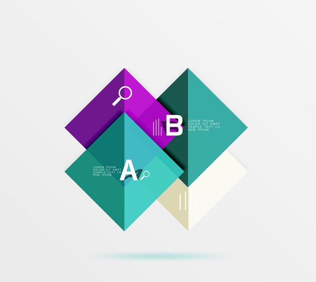 Glossy squares with text abstract geometric design concept Vector template background for workflow layout diagram number options or web design