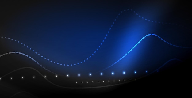 glowing abstract wave on dark shiny motion magic space light techno abstract background