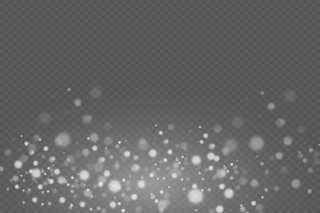 Glowing light effect with many shiny light particles White reflections of dust