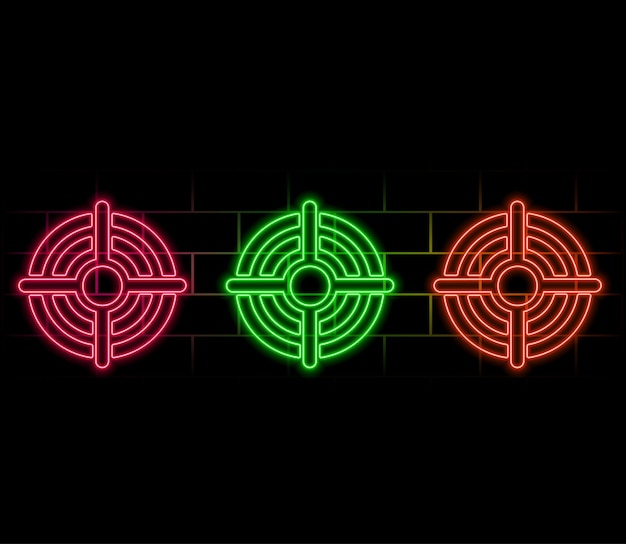 Glowing neon line Target sport icon isolated on black background Clean target with numbers for shoo