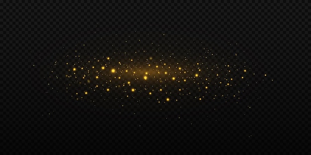 Glowing streaks of dust on a transparent background