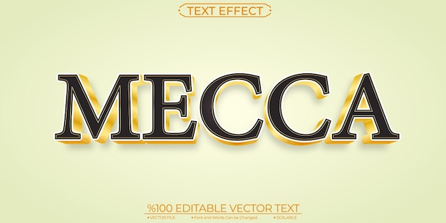 Gold Arabic Mecca upravitelný a škálovatelný vektorový textový efekt