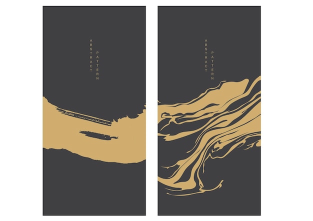 Gold brush stroke element with black background vector Abstract art pattern texture