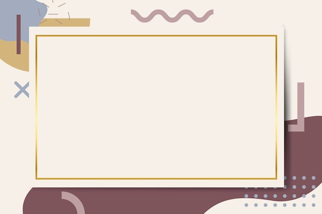 gold frame on memphis design pattern background vector