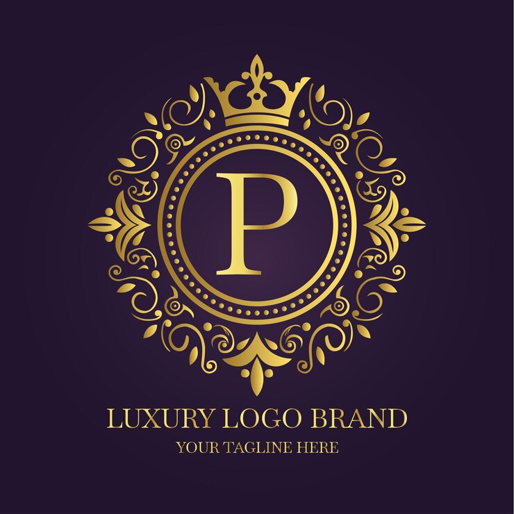 Vektor gold luxury logo elegant monogram p with floral design