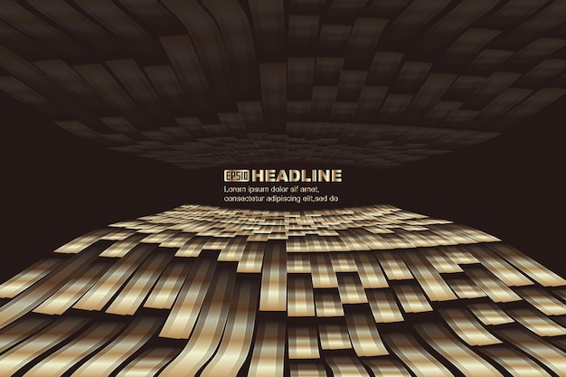 Gold ribbon on black background radially extends highend textured background