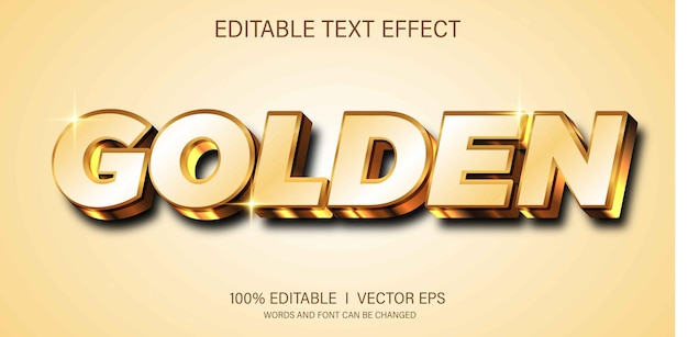 golden 3d vector text effect with modern style design
