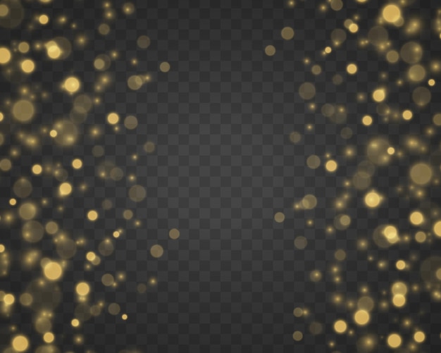 golden blurred stardust blurry light effect defocused glare bokeh yellow dust sparks stars vector