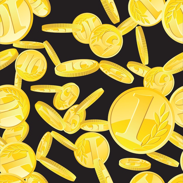 golden coins seamless pattern