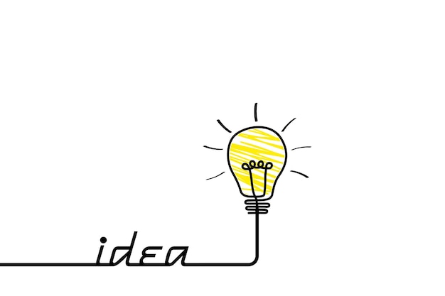 Good idea Banner light bulb idea concept creative concept light bulb drawn for stock Flat style Vector