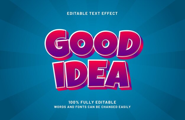 good idea editable text effect in kids and happy text style