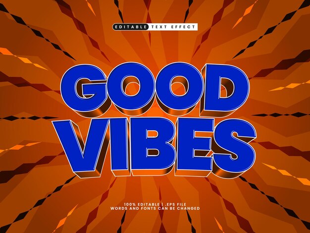 good vibes editable text effect in simple and kids text style