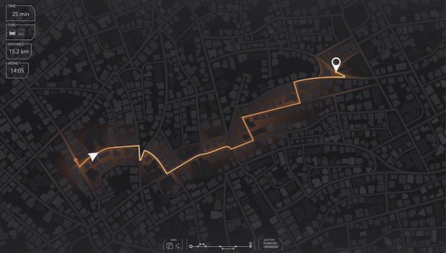 Gps map navigation. View from above the map buildings. Tracking car location. Abstract background.