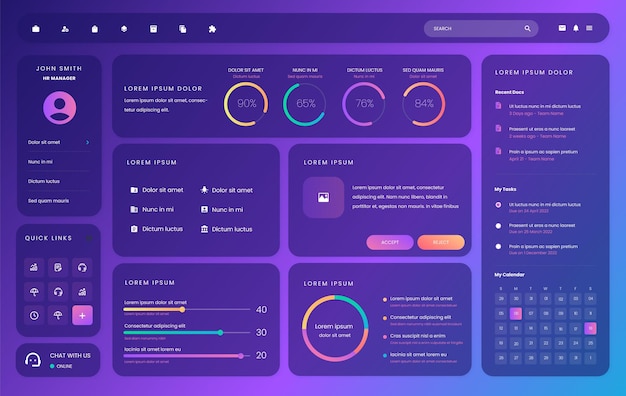 gradient background dashboard for business infographic vector image. dashboard vector ui