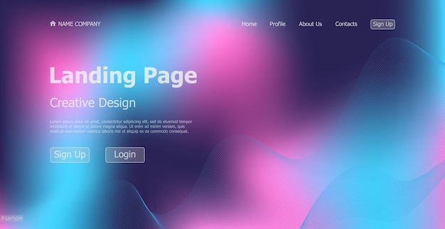 Gradient blue web template landing page digital website landing page design concept Vector illustration