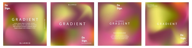 gradient mesh summer vibes background set Square colorful templates for posts banners and posters