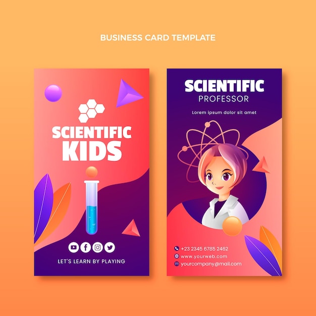 Gradient science business card vertical template