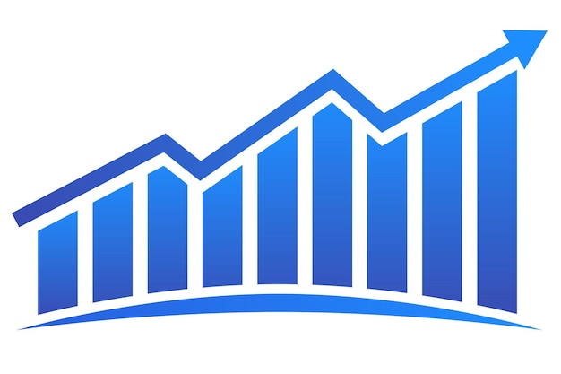 Graph with increase report. Diagram with rise and gain progress. Vector