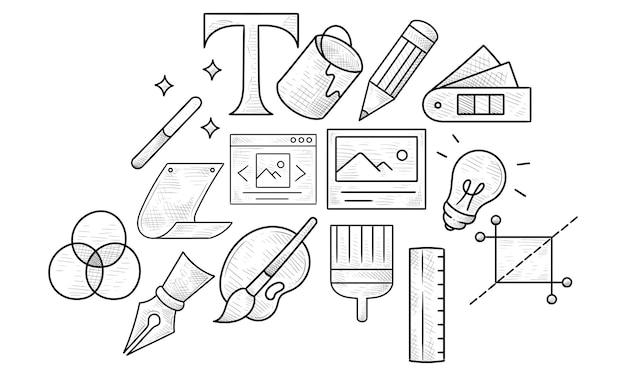 Graphic design handdrawn collection