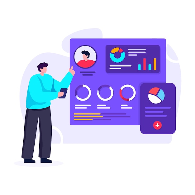 Graphical presentation flat illustration editable vector design