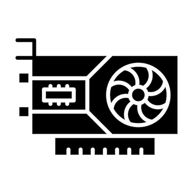 Graphics Card Glyph Solid Black Illustration