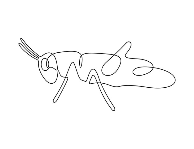 Grasshopper in one continuous line drawing vector illustration