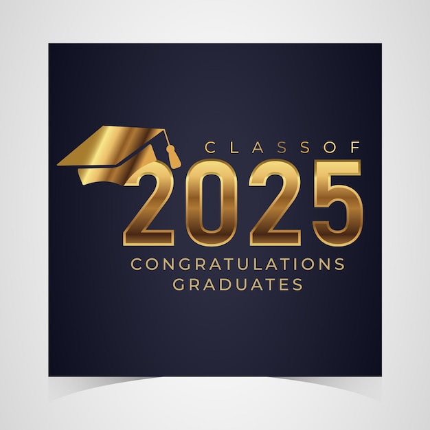 Gratulace absolventům ročníku 2025. Akademická čepice a promoční diplom. Vektorová šablona promoční ceremonie pro absolventy Univerzity ročníku 2025. Banner na večírek. Absolvent střední nebo vysoké školy.