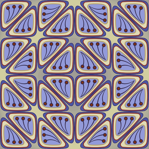 gray purple mosaic triangles tiles with floral pattern seamless ornament from repeating triangles