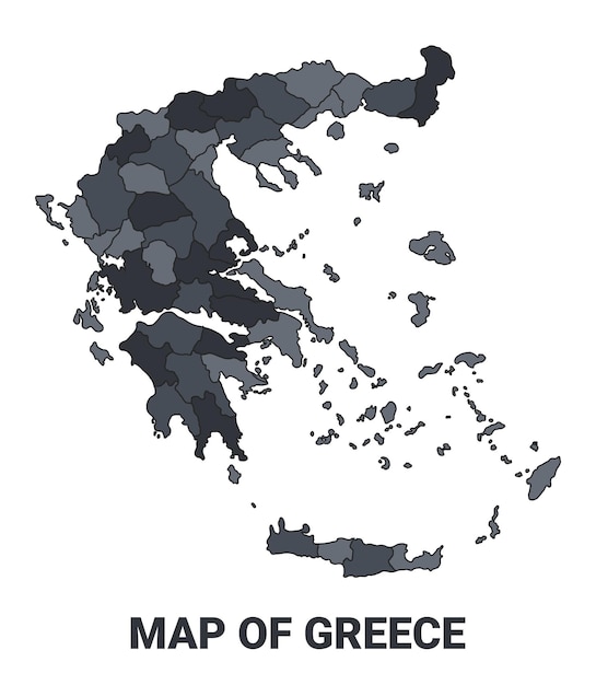 greece political map border of regions outline vector set