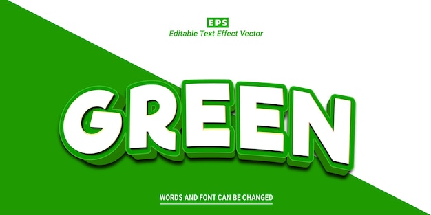 green 3d editable text effect vector with background