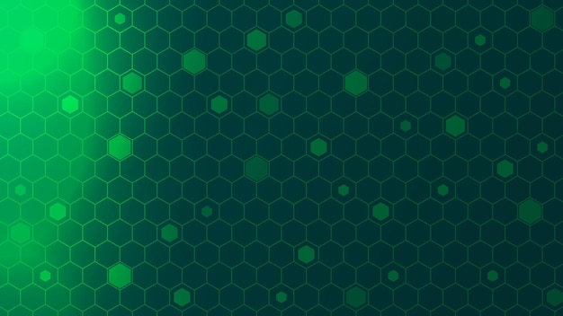 Green hexagonal gaming vector background Technological hexagon grid pattern