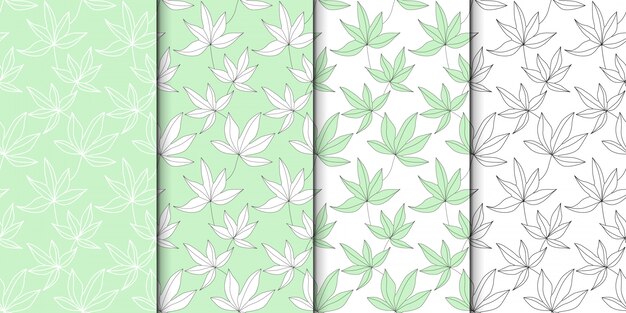 Green leaves pattern set. 