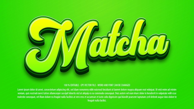 Green matcha 3d style editable text effect template